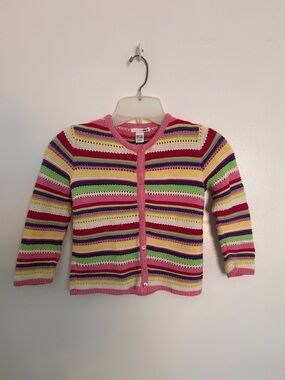H&M Multicolor Striped Knit button-front sweater cardigan lightweight jacket Top
